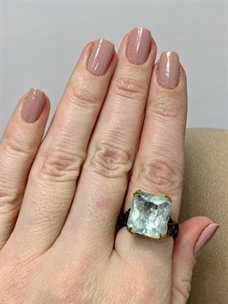 *Кольцо р.18,5 Аквамарин АРТ 59626 ВЕС 6,01 Г - фото 215554