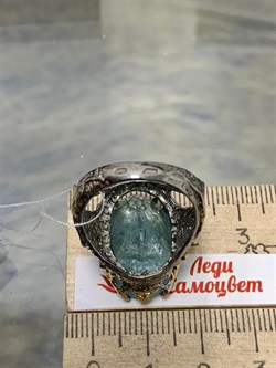 *Кольцо р.18,5 Аквамарин Забайкалье АРТ 53046  (ВЕС 12,49 Г) - фото 215637