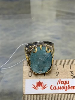 *Кольцо р.18,5 Аквамарин Забайкалье АРТ 53046  (ВЕС 12,49 Г) - фото 215638