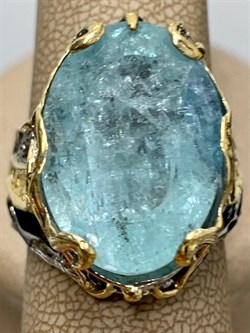 *Кольцо р.18,5 Аквамарин Забайкалье АРТ 53046  (ВЕС 12,49 Г) - фото 215643