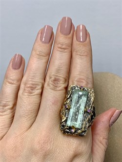 *Кольцо р.18,5 Аквамарин Забайкалье АРТ 53058 (ВЕС 21,62 Г) - фото 215646