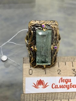 *Кольцо р.18,5 Аквамарин Забайкалье АРТ 53058 (ВЕС 21,62 Г) - фото 215649