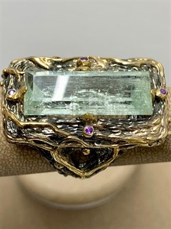 *Кольцо р.18,5 Аквамарин Забайкалье АРТ 53058 (ВЕС 21,62 Г) - фото 215652