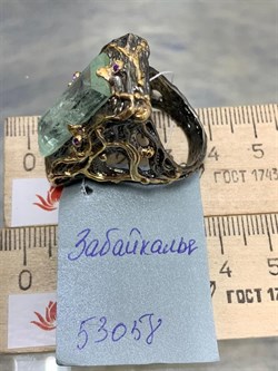 *Кольцо р.18,5 Аквамарин Забайкалье АРТ 53058 (ВЕС 21,62 Г) - фото 215656