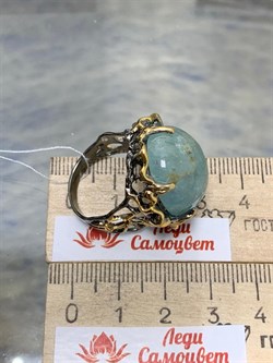 *Кольцо р.18,5 Аквамарин Забайкалье АРТ 53060 (ВЕС 12,59 Г) - фото 215664