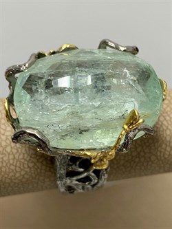 *Кольцо р.18,5 Аквамарин Забайкалье АРТ 60412 (ВЕС 18,15 Г) - фото 215700