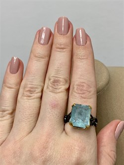 *Кольцо р.19,5 Аквамарин АРТ 60437 (ВЕС 5,41 Г) - фото 215877