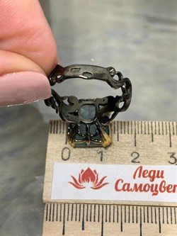 *Кольцо р.19,5 Аквамарин АРТ 60437 (ВЕС 5,41 Г) - фото 215882