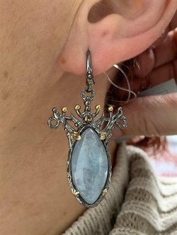 *Серьги  Аквамарин Нигерия АРТ 38865 (ВЕС 16,94 Г) - фото 215966