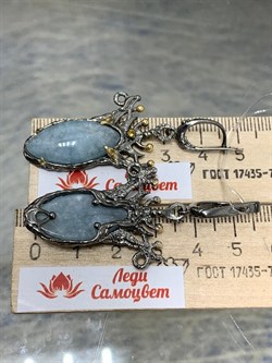 *Серьги  Аквамарин Нигерия АРТ 38865 (ВЕС 16,94 Г) - фото 215968