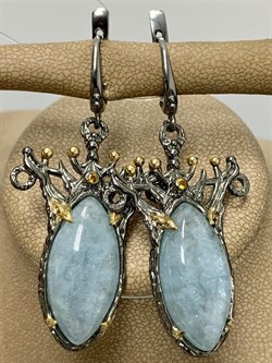 *Серьги  Аквамарин Нигерия АРТ 38865 (ВЕС 16,94 Г) - фото 215969