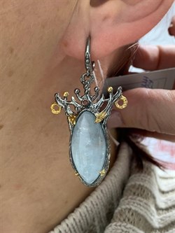 *Серьги  Аквамарин Нигерия АРТ 38866 ВЕС 17,04 Г - фото 215974