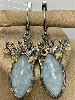 *Серьги  Аквамарин Нигерия АРТ 38866 ВЕС 17,04 Г - фото 215979