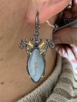 *Серьги  Аквамарин Нигерия АРТ 38868 (ВЕС 16,82 Г) - фото 215984