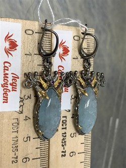 *Серьги  Аквамарин Нигерия АРТ 38868 (ВЕС 16,82 Г) - фото 215987