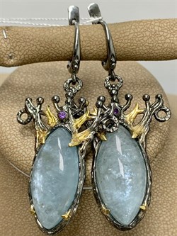 *Серьги  Аквамарин Нигерия АРТ 38868 (ВЕС 16,82 Г) - фото 215988