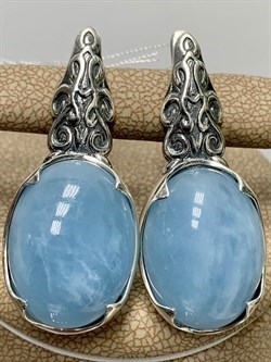 *Серьги Аквамарин Бразилия АРТ 185-608 (ВЕС 12,73 Г) - фото 216001