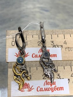 *Серьги Аквамарин Нигерия АРТ 60127 (ВЕС 5,95 Г) - фото 216069