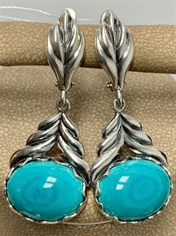 *Серьги Хризоколла Казахстан АРТ 49706 ВЕС 11,07 Г - фото 216133