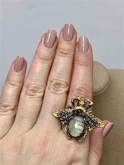 *Кольцо р.17,5 Мотылек Пренит Африка Арт 49427 Вес 13,49 г - фото 216298