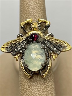 *Кольцо р.17,5 Мотылек Пренит Африка Арт 49427 Вес 13,49 г - фото 216306