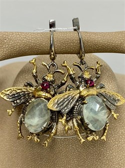 *Серьги Мотыльки Пренит Африка Арт 49425 Вес 16,56 г - фото 216327 *Серьги Мотыльки Пренит Африка Арт 49425 Вес 16,56 г - фото 216327