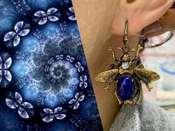 *Серьги Мотыльки Лазурит Афганистан Арт 49432 Вес 17,06 г - фото 216371