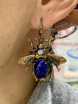 *Серьги Мотыльки Лазурит Афганистан Арт 49432 Вес 17,06 г - фото 216372