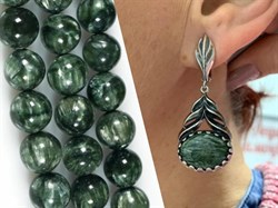 *Серьги Серафинит арт 83663 вес 13,4 г - фото 216626