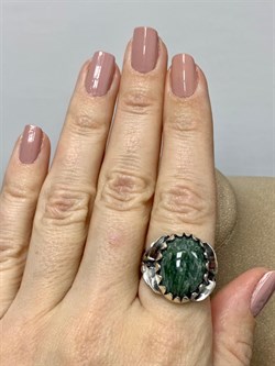 *Кольцо р.17,5 Серафинит арт 83664 вес 7,52 Г - фото 216635