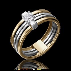 *Кольцо р.19,5 Белый Фианит цв Лимонное, Белое арт. 01-5238-00-501-1121-38-971 (вес 4,26 г) - фото 21666