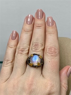 *Кольцо р.17,5 Лунный камень Адуляр АРТ 41444 ВЕС 6,82 Г - фото 216775