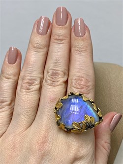 *Кольцо р.18,5 Лунный камень Адуляр АРТ 54031 ВЕС  21,97 Г - фото 217139