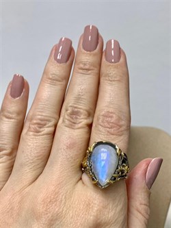 *Кольцо р.18,5 Лунный Камень Адуляр Индия АРТ 83567 ВЕС 14,31 Г - фото 217173