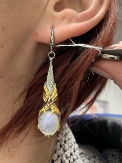 *Серьги Лунный камень Адуляр АРТ 41077 ВЕС 12,36 Г - фото 217308 *Серьги Лунный камень Адуляр АРТ 41077 ВЕС 12,36 Г - фото 217308