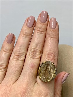 *Кольцо р.17,5  Кварц Волосатик Бразилия АРТ 49112 (ВЕС 13,04 Г) - фото 217330