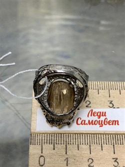 *Кольцо р.17,5  Кварц Волосатик Бразилия АРТ 49112 (ВЕС 13,04 Г) - фото 217332