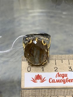 *Кольцо р.17,5  Кварц Волосатик Бразилия АРТ 49112 (ВЕС 13,04 Г) - фото 217333