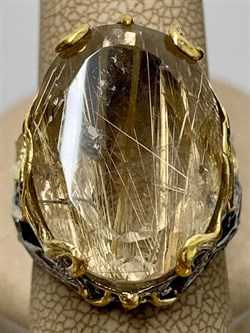 *Кольцо р.17,5  Кварц Волосатик Бразилия АРТ 49112 (ВЕС 13,04 Г) - фото 217338