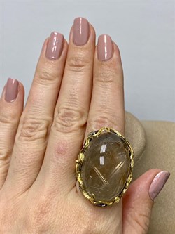 *Кольцо р.17,5  Кварц Волосатик Бразилия АРТ 60409 (ВЕС 25,39 Г) - фото 217342