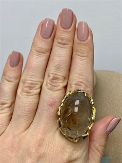 *Кольцо р.17,5  Кварц Волосатик Бразилия АРТ 60409 (ВЕС 25,39 Г) - фото 217348