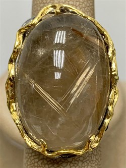 *Кольцо р.17,5  Кварц Волосатик Бразилия АРТ 60409 (ВЕС 25,39 Г) - фото 217351