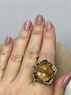 *Кольцо р.18 Кварц Волосатик Бразилия АРТ 53308 (ВЕС 12,04 Г) - фото 217408