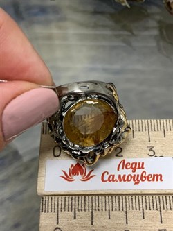 *Кольцо р.18 Кварц Волосатик Бразилия АРТ 53308 (ВЕС 12,04 Г) - фото 217411