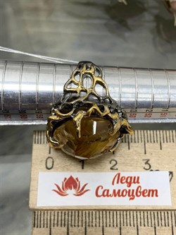 *Кольцо р.18 Кварц Волосатик Бразилия АРТ 53308 (ВЕС 12,04 Г) - фото 217413