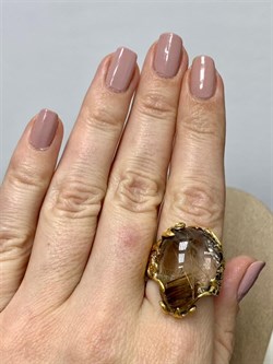 *Кольцо р.18,5  Кварц Волосатик Бразилия АРТ 69030 (ВЕС 13,81 Г) - фото 217460