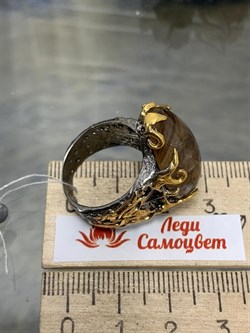 *Кольцо р.18,5  Кварц Волосатик Бразилия АРТ 69030 (ВЕС 13,81 Г) - фото 217464