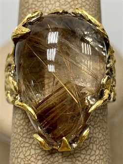 *Кольцо р.18,5  Кварц Волосатик Бразилия АРТ 69030 (ВЕС 13,81 Г) - фото 217466