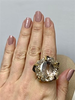 *Кольцо р.18,5  Кварц Волосатик Бразилия АРТ 47561 (ВЕС 21,68 Г) - фото 217474