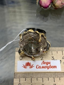 *Кольцо р.18,5  Кварц Волосатик Бразилия АРТ 47561 (ВЕС 21,68 Г) - фото 217477